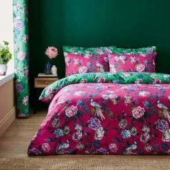 Milanna Blooms Green Duvet Cover And Pillowcase Set -Dunelm Shop 30904200 alt02