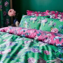 Milanna Blooms Green Duvet Cover And Pillowcase Set -Dunelm Shop 30904200 alt06
