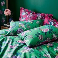 Milanna Blooms Green Duvet Cover And Pillowcase Set -Dunelm Shop 30904200 alt07