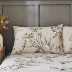 Bridget Etched Floral Natural Duvet Cover And Pillowcase Set 30 Bridget Etched Floral Natural Duvet Cover And Pillowcase Set -Dunelm Shop 30904280 alt01