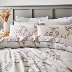 Bridget Etched Floral Natural Duvet Cover And Pillowcase Set 28 Bridget Etched Floral Natural Duvet Cover And Pillowcase Set -Dunelm Shop 30904316 alt06
