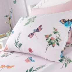 RHS Butterfly Garden Pink Reversible Duvet Cover And Pillowcase Set -Dunelm Shop 30913688 alt02