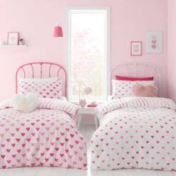 Catherine Lansfield Set Of 2 Hearts And Stripes Reversible Duvet Cover And Pillowcase Sets 21 Catherine Lansfield Set Of 2 Hearts And Stripes Reversible Duvet Cover And Pillowcase Sets -Dunelm Shop 30913726