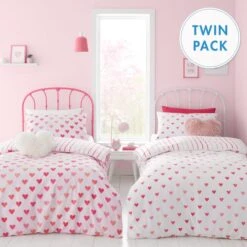 Catherine Lansfield Set Of 2 Hearts And Stripes Reversible Duvet Cover And Pillowcase Sets 22 Catherine Lansfield Set Of 2 Hearts And Stripes Reversible Duvet Cover And Pillowcase Sets -Dunelm Shop 30913726 alt01
