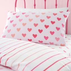 Catherine Lansfield Set Of 2 Hearts And Stripes Reversible Duvet Cover And Pillowcase Sets 24 Catherine Lansfield Set Of 2 Hearts And Stripes Reversible Duvet Cover And Pillowcase Sets -Dunelm Shop 30913726 alt03