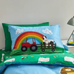 Catherine Lansfield Farmyard Animals Blue Reversible Duvet Cover And Pillowcase Set -Dunelm Shop 30913737 alt02