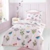 RHS Butterfly Garden Pink Reversible Duvet Cover And Pillowcase Set -Dunelm Shop 30913743