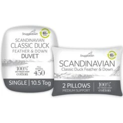 Snuggledown Scandinavian Duck Feather & Down 10.5 Tog Duvet And Pillow Pair Set -Dunelm Shop 30914702 alt01