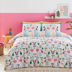 Fusion Tropical Flamingo Reversible Duvet Cover And Pillowcase Set 17 Fusion Tropical Flamingo Reversible Duvet Cover And Pillowcase Set -Dunelm Shop 30916076