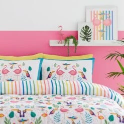 Fusion Tropical Flamingo Reversible Duvet Cover And Pillowcase Set 18 Fusion Tropical Flamingo Reversible Duvet Cover And Pillowcase Set -Dunelm Shop 30916076 alt01