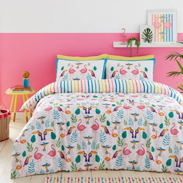 Fusion Tropical Flamingo Reversible Duvet Cover And Pillowcase Set 6 Fusion Tropical Flamingo Reversible Duvet Cover And Pillowcase Set - Image 4