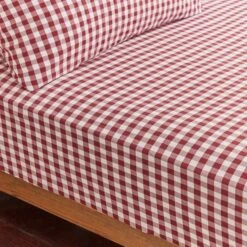 Portloe Gingham Woven Cotton Fitted Sheet -Dunelm Shop 30921097