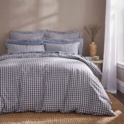 Portloe Gingham Woven Cotton Standard Pillowcase Pair 38 Portloe Gingham Woven Cotton Standard Pillowcase Pair -Dunelm Shop 30921975 alt01
