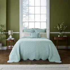 Dorma Soft Scalloped Bedspread 22 Dorma Soft Scalloped Bedspread -Dunelm Shop 30927701 alt02