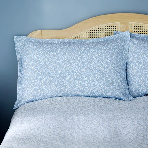 Annie Floral 144 Thread Count Ashley Blue Cotton Oxford Pillowcase 3 Annie Floral 144 Thread Count Ashley Blue Cotton Oxford Pillowcase