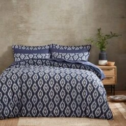 Ikat Seersucker Duvet Cover And Pillowcase Set -Dunelm Shop 30930151