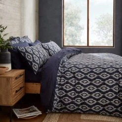 Ikat Seersucker Duvet Cover And Pillowcase Set -Dunelm Shop 30930151 alt07