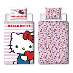 Hello Kitty Heartheld Pillowcase & Duvet Cover Set 11 Hello Kitty Heartheld Pillowcase & Duvet Cover Set -Dunelm Shop 30931044 alt07