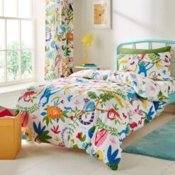 Bright Animals 100% Cotton Reversible Duvet Cover And Pillowcase Set -Dunelm Shop 30937268