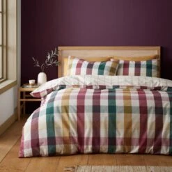 Catherine Lansfield Autumn Check Duvet Cover And Pillowcase Set -Dunelm Shop 30942933 alt01