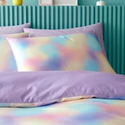 Iridescent Satin Reversible Duvet Cover And Pillowcase Set -Dunelm Shop 30945429 alt01