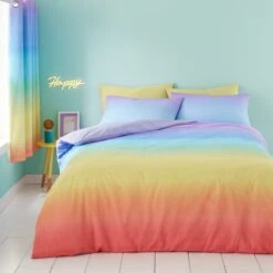 Bright Rainbow Ombre Reversible Duvet Cover And Pillowcase Set -Dunelm Shop 30945436