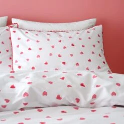 Red Hearts 100% Cotton Duvet Cover And Pillowcase Set 11 Red Hearts 100% Cotton Duvet Cover And Pillowcase Set -Dunelm Shop 30957245 alt01