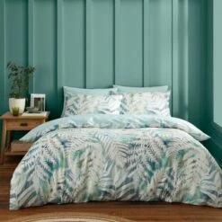 Palm House Fern 180 Thread Count Cotton Sateen Duvet Cover & Pillowcase Set