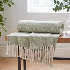 Jenson Herringbone Throw 235cm X 235cm -Dunelm Shop 30959629