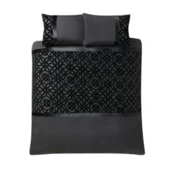 Catherine Lansfield Lattice Cut Velvet Duvet Cover And Pillowcase Set -Dunelm Shop 30962884 alt05