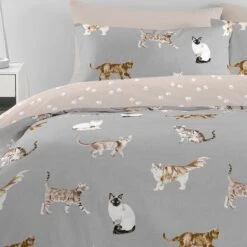 Cats Polycotton Duvet Cover & Pillowcase Set 18 Cats Polycotton Duvet Cover & Pillowcase Set -Dunelm Shop 30963947 alt01