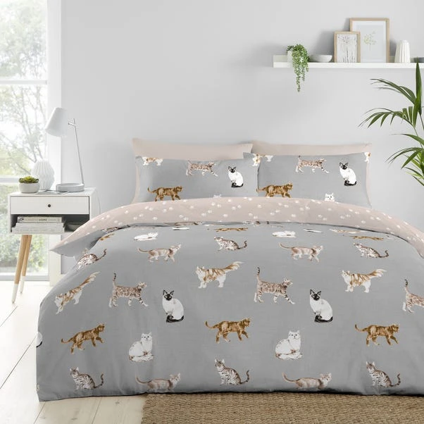 Cats Polycotton Duvet Cover & Pillowcase Set 3 Cats Polycotton Duvet Cover & Pillowcase Set