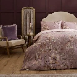 Riviera Floella Viola 100% Cotton Duvet Cover And Pillowcase Set