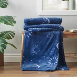 Dunelm Shop 23 Sassy B Astrology Navy Fleece Throw 200cm X 240cm