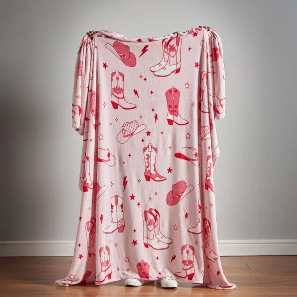 Sassy B Cowgirl Boot Fleece Pink Throw 200cm X 240cm 4 Sassy B Cowgirl Boot Fleece Pink Throw 200cm X 240cm - Image 2