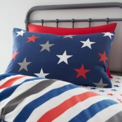 Catherine Lansfield Set Of 2 Stripes And Stars Duvet Cover & Pillowcase Sets 21 Catherine Lansfield Set Of 2 Stripes And Stars Duvet Cover & Pillowcase Sets -Dunelm Shop 30977403 alt01
