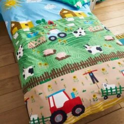 Catherine Lansfield Farmyard Animals Blue Reversible Duvet Cover And Pillowcase Set -Dunelm Shop 30977452 alt04