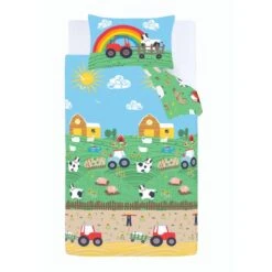 Catherine Lansfield Farmyard Animals Blue Reversible Duvet Cover And Pillowcase Set -Dunelm Shop 30977452 alt05