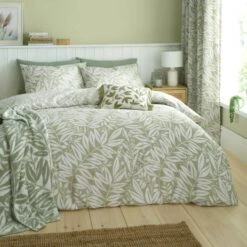 Catherine Lansfield Sorrel Leaves Reversible Duvet Cover & Pillowcase Set -Dunelm Shop 30983024