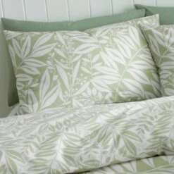 Catherine Lansfield Sorrel Leaves Reversible Duvet Cover & Pillowcase Set -Dunelm Shop 30983024 alt01