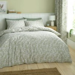 Catherine Lansfield Sorrel Leaves Reversible Duvet Cover & Pillowcase Set -Dunelm Shop 30983048 alt03